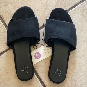 Black suede sandals